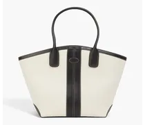 Leather-trimmed canvas tote - Black