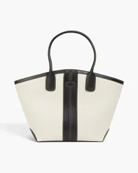 TOD'S Leather-trimmed canvas tote - Black Black