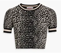 Cara cropped leopard jacquard-knit top - Animal print