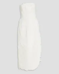 Zimmermann Strapless bead-embellished cotton and linen-blend midi dress - White White