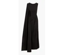 Embellished draped crepe gown - Black