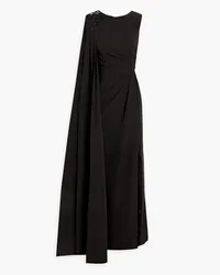 Marchesa Embellished draped crepe gown - Black Black