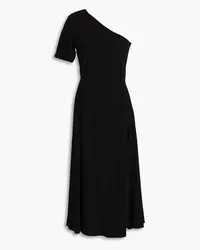 Claudie Pierlot One-sleeve cutout crepe de chine midi dress - Black Black