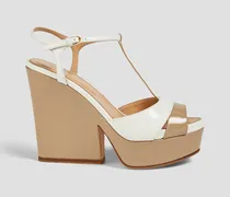 Two-tone patent-leather sandals - White