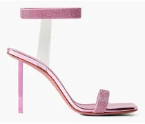Rih crystal-embellished mirrored-leather and PVC sandals - Pink