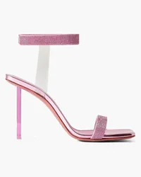 Amina Muaddi Rih crystal-embellished mirrored-leather and PVC sandals - Pink Pink