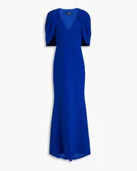 Badgley Mischka Cape-effect crepe gown - Blue Blue