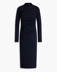 Enza Costa Ruched metallic stretch-jersey midi dress - Blue Blue