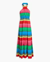 Alice + Olivia Alice Olivia - Lyndon tiered striped cotton-blend halterneck maxi dress - Multicolor Multicolor