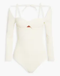 Altuzarra Cold-shoulder cutout ribbed-knit bodysuit - White White