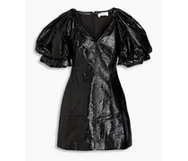 Park crinkled faux leather mini dress - Black