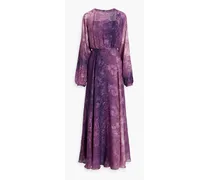 Printed fil coupé chiffon maxi dress - Purple