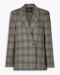 Anine Bing Madeleine double-breasted checked flannel blazer - Gray Gray