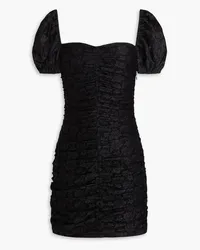 ROTATE Birger Christensen Ruched lace mini dress - Black Black