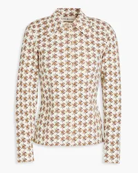 Tory Burch Dandelion floral-print cotton-blend shirt - White White