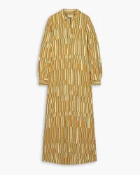 Lafayette148 Blixa striped crepe maxi shirt dress - Yellow Yellow