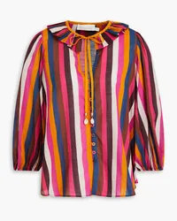 Zimmermann Striped cotton-voile blouse - Purple Purple