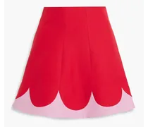 Two-tone wool and silk-blend crepe mini skirt - Red