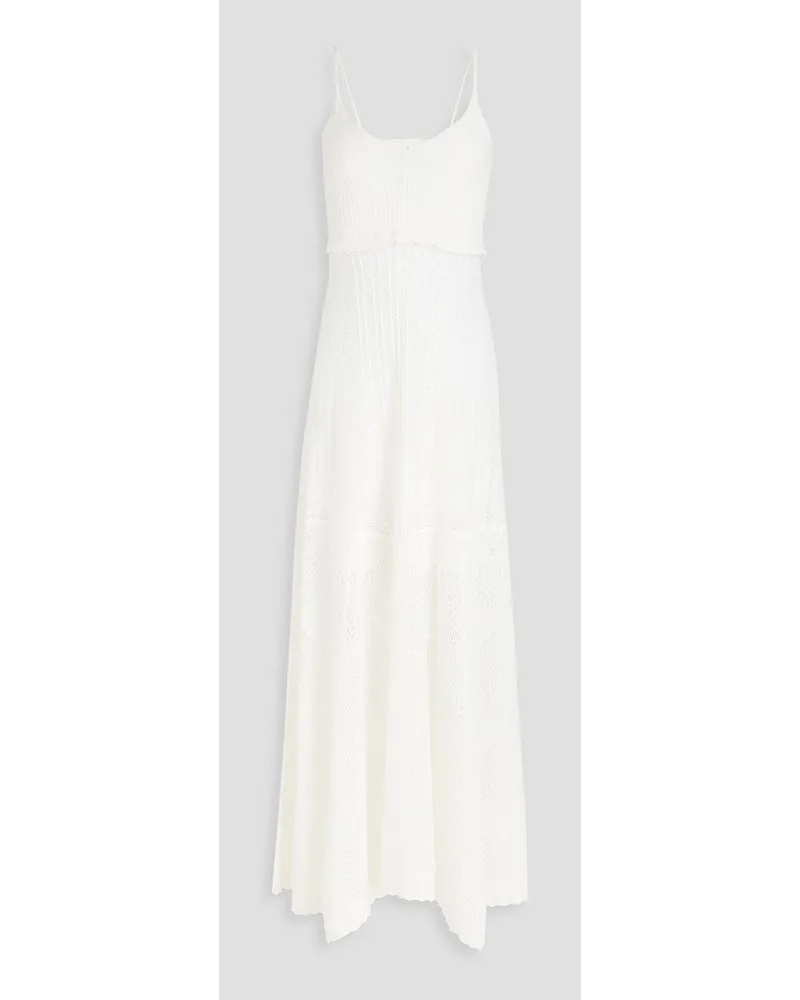 ba&sh Pointelle and crochet-knit cotton and modal-blend maxi dress - White White