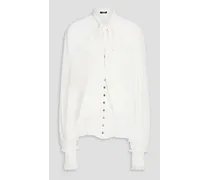 Balmain Pussy-bow silk crepe de chine blouse - White White