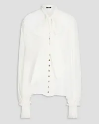 Balmain Pussy-bow silk crepe de chine blouse - White White