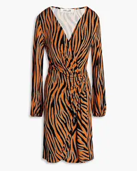 Diane von Furstenberg Toronto wrap-effect zebra-print jersey mini dress - Orange Orange