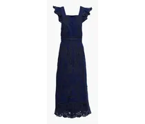 Crochet and denim maxi dress - Blue