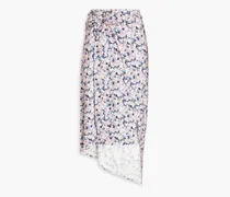 Wrap-effect floral-print stretch-jersey skirt - Pink