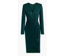 Wrap-effect draped satin-jersey dress - Green