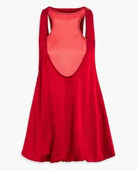 Valentino Garavani Two-tone layered hammered-satin top - Red Red