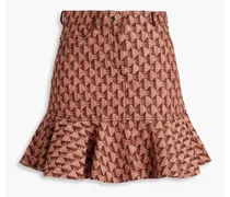 Fluted printed cotton-blend jacquard mini skirt - Pink