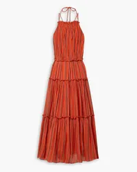 Ulla Johnson Giulietta open-back tiered striped cotton midi dress - Orange Orange