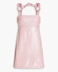 Ganni Ruffle-trimmed sequined georgette mini dress - Pink Pink