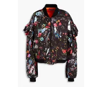 Modette floral-print satin-jacquard bomber jacket - Black