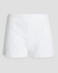 120% Lino Embroidered cotton-blend corded lace shorts - White White