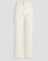 Frame Denim Le Jane cropped embellished high-rise straight-leg jeans - White White