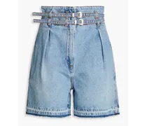 Belted denim shorts - Blue