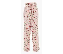 Floral-print silk crepe de chine wide-leg pants - Pink