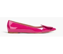Ruby buckled patent-leather pointed-toe flats - Pink