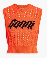 Ganni Jacquard and cable-knit vest - Orange Orange