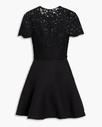 Valentino Garavani Lace-paneled wool and silk-blend crepe mini dress - Black Black