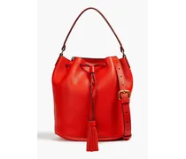 Pebbled-leather bucket bag - Red
