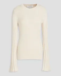 3.1 phillip lim Mélange ribbed wool and cotton-blend sweater - White White