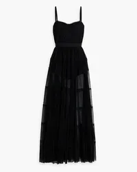 Alice + Olivia Alice Olivia - Deena pleated organza maxi dress - Black Black