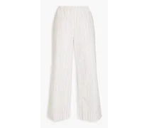 Cropped striped cotton-poplin wide-leg pants - Neutral