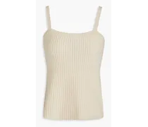 Ribbed cashmere and silk-blend camisole - White