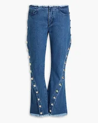 Marques ' Almeida Frayed studded mid-rise kick-flare jeans - Blue Blue