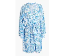 Aria floral-print crepe kimono - Blue
