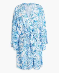 Melissa Odabash Aria floral-print crepe kimono - Blue Blue