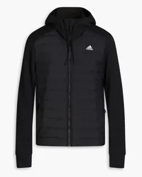 adidas Quilted printed shell hooded down track jacket - Black Black